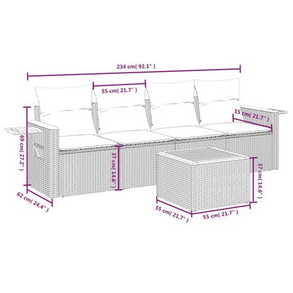 Set Divano da Giardino 5 pz con Cuscini Grigio in Polyrattan - homemem39