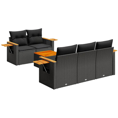 Set Divano da Giardino 6 pz con Cuscini Nero in Polyrattan | homemem39