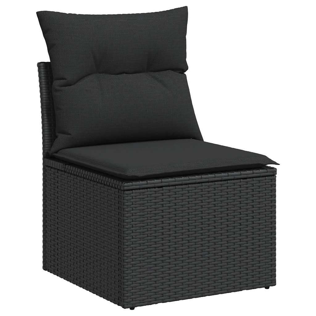 Set Divano da Giardino 6 pz con Cuscini Nero in Polyrattan | homemem39