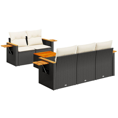 Set Divano da Giardino 6 pz con Cuscini Nero in Polyrattan - homemem39