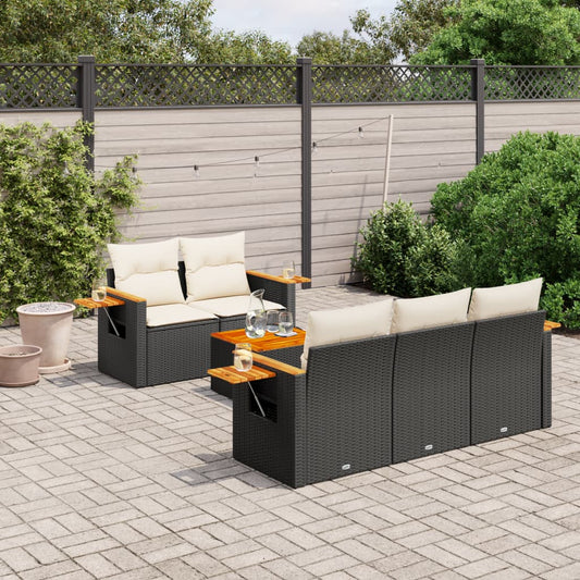 Set Divano da Giardino 6 pz con Cuscini Nero in Polyrattan - homemem39