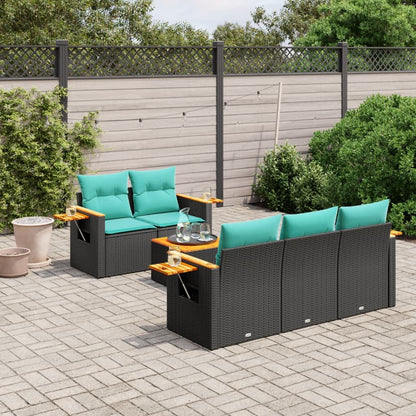 Set Divani da Giardino 6 pz con Cuscini Nero in Polyrattan - homemem39