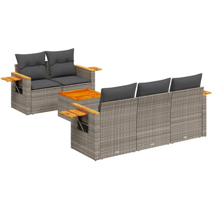 Set Divano da Giardino 6 pz con Cuscini Grigio in Polyrattan - homemem39