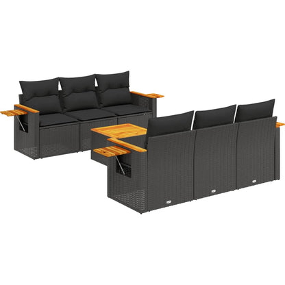 Set Divani da Giardino con Cuscini 7pz Nero Polyrattan - homemem39