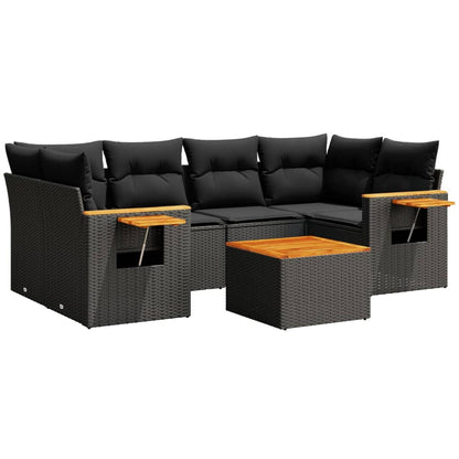 Set Divani da Giardino con Cuscini 7pz Nero Polyrattan | homemem39