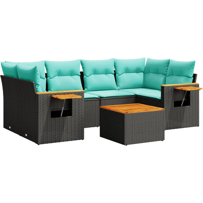 Set Divani da Giardino 7 pz con Cuscini Nero in Polyrattan - homemem39