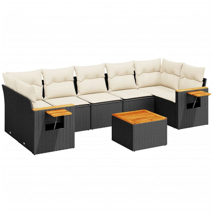 Set Divani da Giardino con Cuscini 8 pz Nero in Polyrattan - homemem39