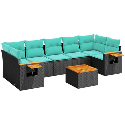 Set Divani da Giardino 8 pz con Cuscini Nero in Polyrattan - homemem39