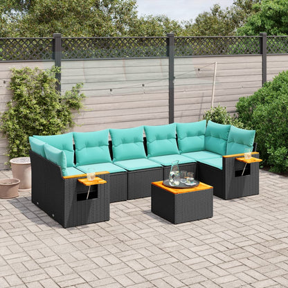 Set Divani da Giardino 8 pz con Cuscini Nero in Polyrattan - homemem39