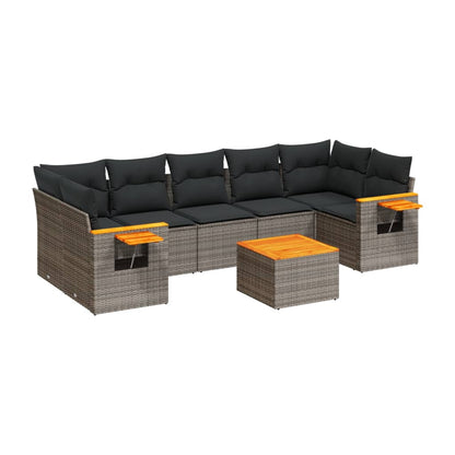 Set Divano da Giardino 8 pz con Cuscini Grigio in Polyrattan - homemem39