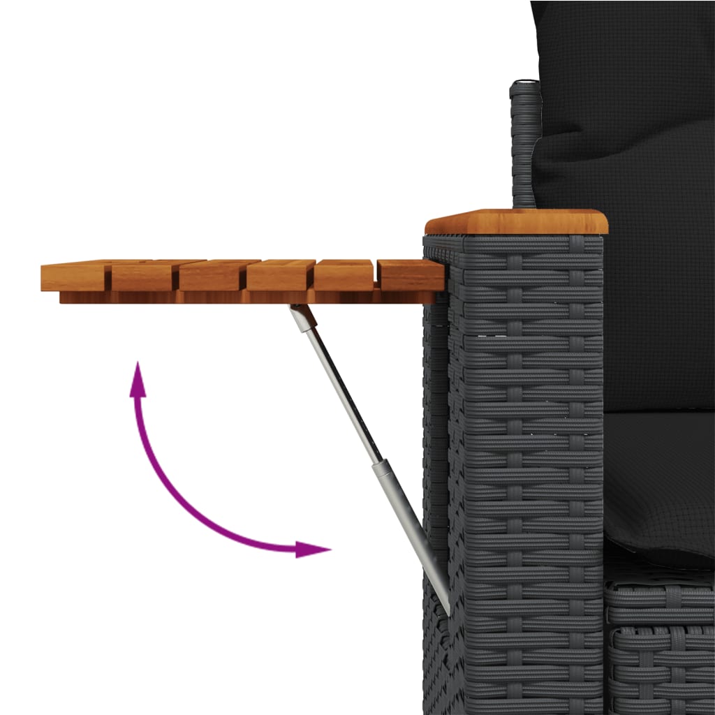 Set Divani da Giardino 4 pz con Cuscini Nero in Polyrattan | homemem39