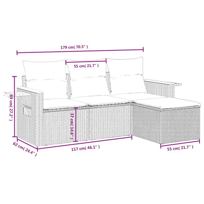 Set Divani da Giardino 4 pz con Cuscini Nero in Polyrattan | homemem39