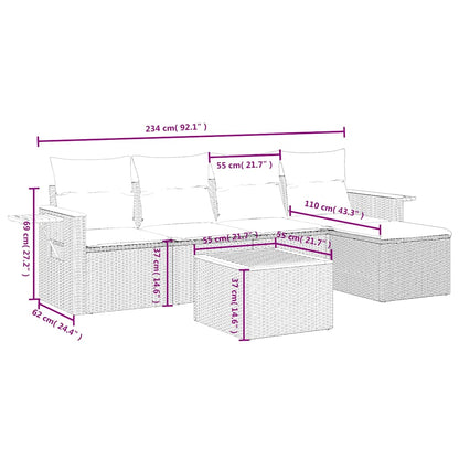 Set Divano da Giardino 6 pz con Cuscini Nero in Polyrattan | homemem39