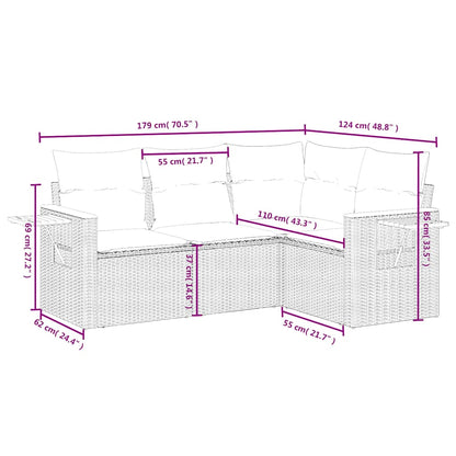 Set Divani da Giardino 4 pz con Cuscini Nero in Polyrattan | homemem39