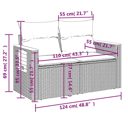 Set Divani da Giardino 4 pz con Cuscini Nero in Polyrattan | homemem39