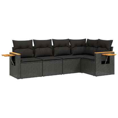Set Divani da Giardino 5 pz con Cuscini in Polyrattan Nero - homemem39