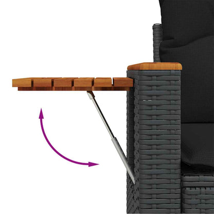 Set Divano da Giardino 6 pz con Cuscini Nero in Polyrattan | homemem39
