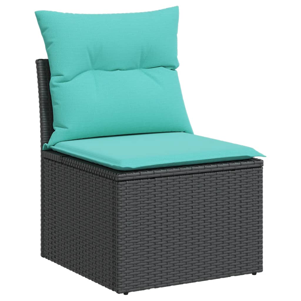 Set Divani da Giardino 6 pz con Cuscini Nero in Polyrattan - homemem39