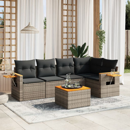 Set Divano da Giardino 6 pz con Cuscini Grigio in Polyrattan - homemem39