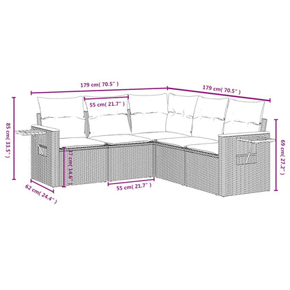 Set Divani da Giardino 5 pz con Cuscini in Polyrattan Nero | homemem39