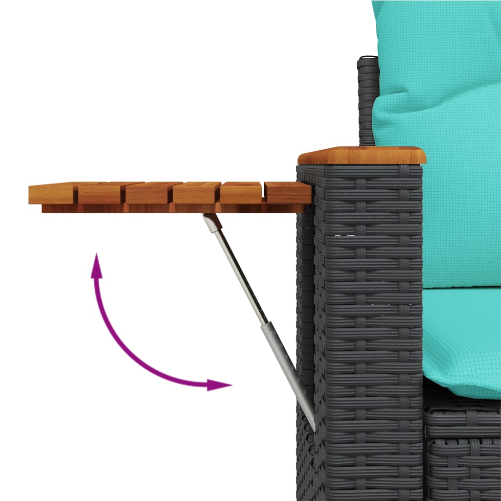 Set Divani da Giardino 5 pz con Cuscini Nero in Polyrattan | homemem39
