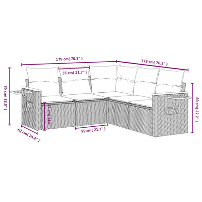 Set Divani da Giardino 5 pz con Cuscini Grigio in Polyrattan | homemem39