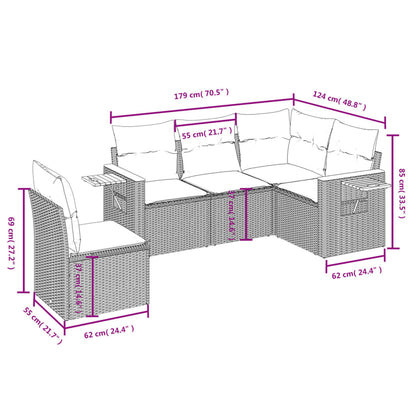 Set Divani da Giardino 5 pz con Cuscini in Polyrattan Nero | homemem39