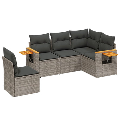 Set Divano da Giardino 5 pz con Cuscini Grigio in Polyrattan - homemem39