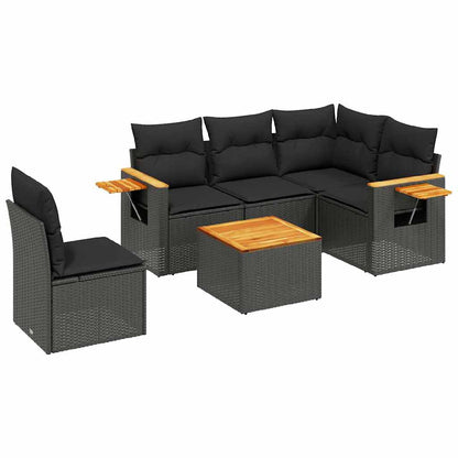 Set Divano da Giardino 6 pz con Cuscini Nero in Polyrattan | homemem39