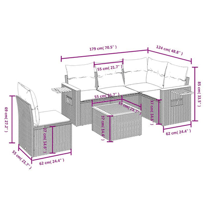 Set Divano da Giardino 6 pz con Cuscini Nero in Polyrattan | homemem39