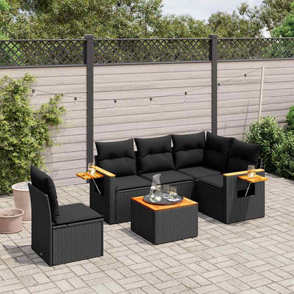 Set Divano da Giardino 6 pz con Cuscini Nero in Polyrattan | homemem39