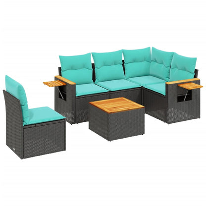 Set Divani da Giardino 6 pz con Cuscini Nero in Polyrattan - homemem39