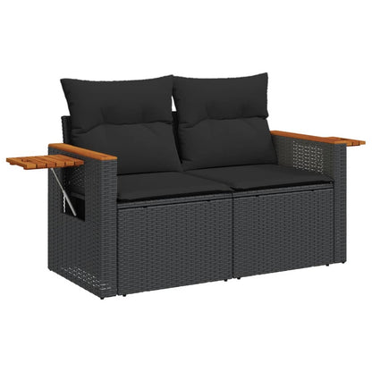 Set Divano da Giardino 6 pz con Cuscini Nero in Polyrattan - homemem39