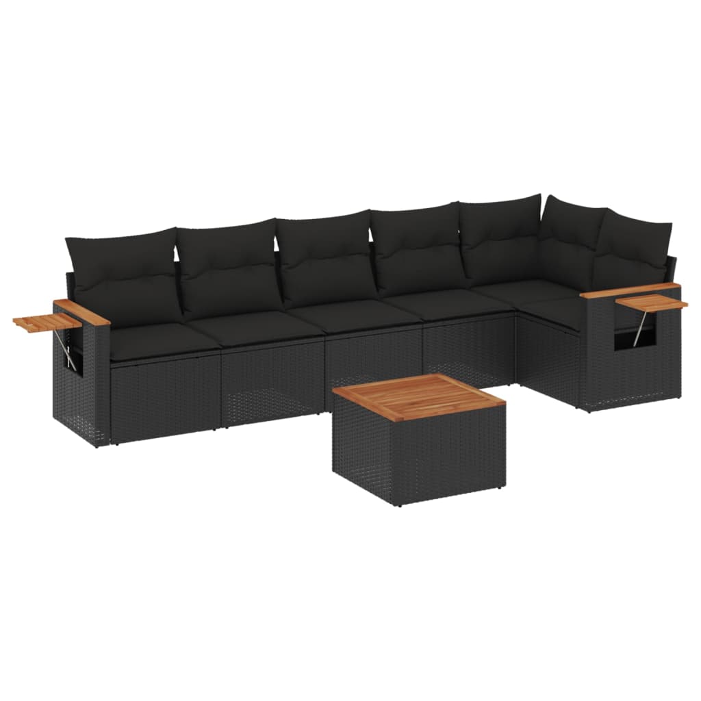 Set Divani da Giardino con Cuscini 7pz Nero Polyrattan - homemem39