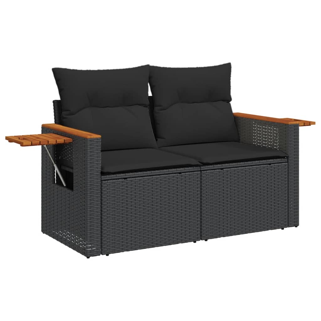 Set Divani da Giardino con Cuscini 7pz Nero Polyrattan - homemem39