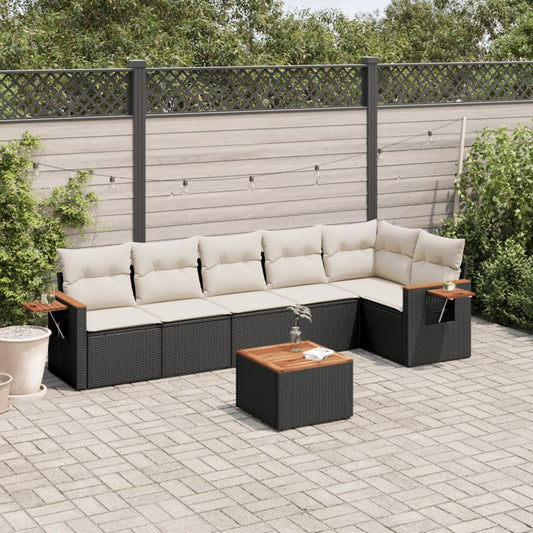 Set Divani da Giardino con Cuscini 7pz Nero Polyrattan - homemem39