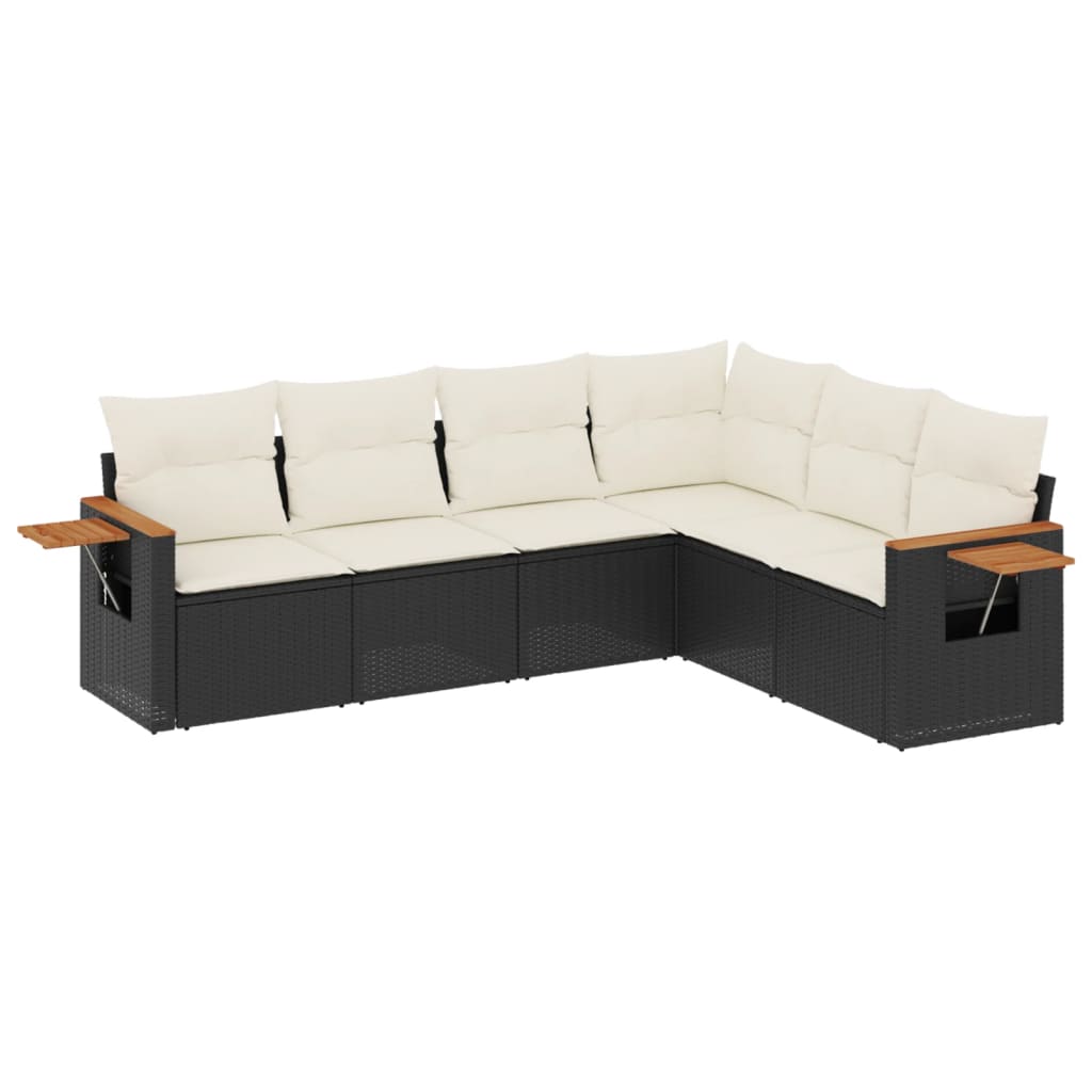 Set Divano da Giardino 6 pz con Cuscini Nero in Polyrattan - homemem39