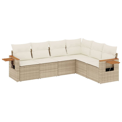 Set Divano da Giardino 6 pz con Cuscini Beige in Polyrattan - homemem39