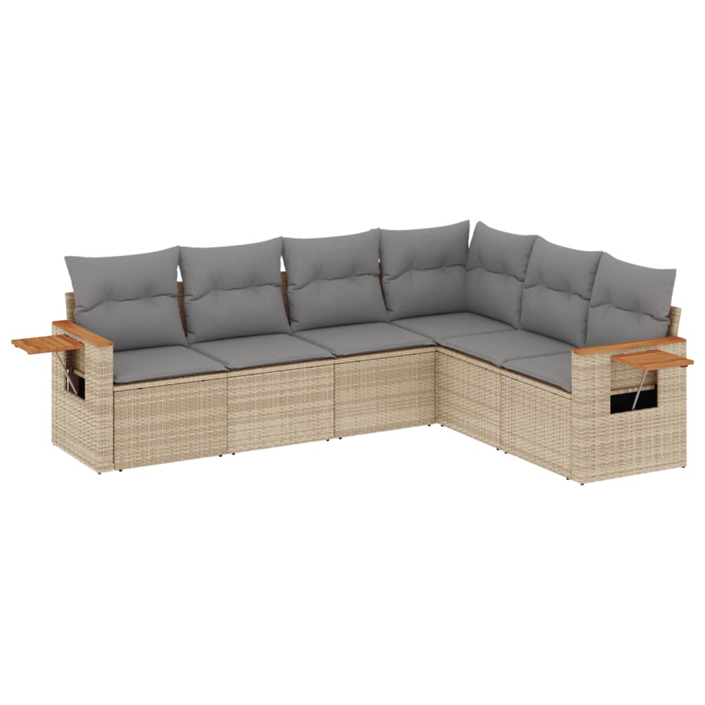 Set Divano da Giardino 6 pz con Cuscini Beige in Polyrattan | homemem39