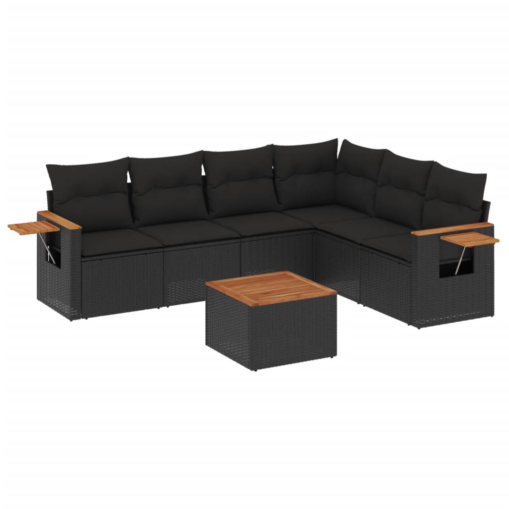 Set Divani da Giardino con Cuscini 7pz Nero Polyrattan - homemem39