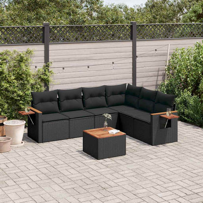 Set Divani da Giardino con Cuscini 7pz Nero Polyrattan | homemem39
