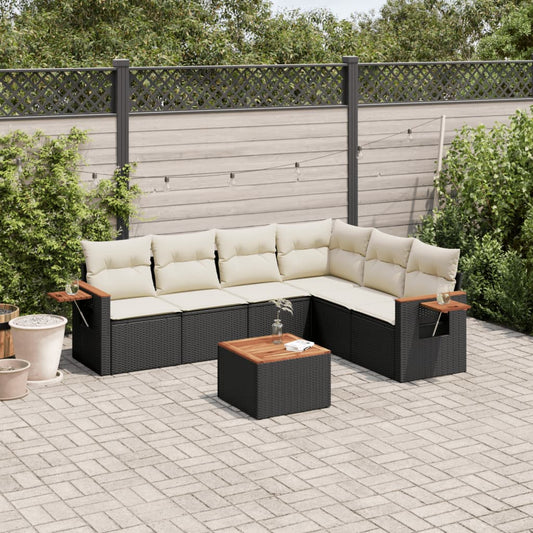 Set Divani da Giardino con Cuscini 7pz Nero Polyrattan - homemem39