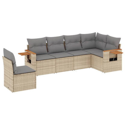 Set Divano da Giardino 6 pz con Cuscini Beige in Polyrattan - homemem39