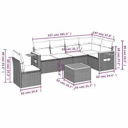 Set Divani da Giardino con Cuscini 7pz Nero Polyrattan | homemem39