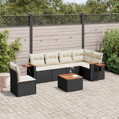 Set Divani da Giardino con Cuscini 7pz Nero Polyrattan | homemem39