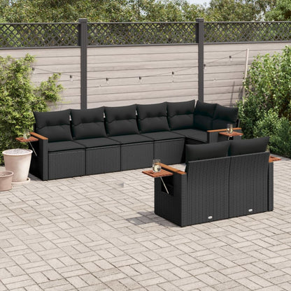 Set Divani da Giardino con Cuscini 8 pz Nero in Polyrattan - homemem39