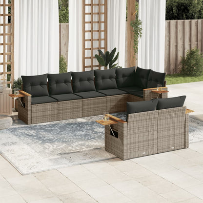 Set Divano da Giardino 8 pz con Cuscini Grigio in Polyrattan - homemem39