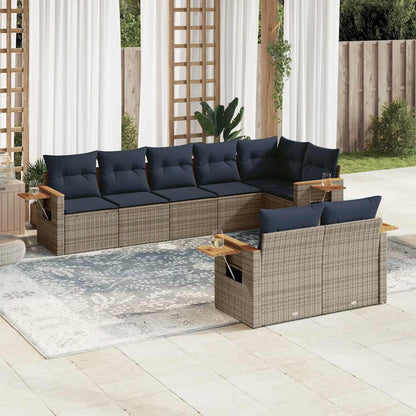 Set Divani da Giardino 8 pz con Cuscini Grigio in Polyrattan | homemem39