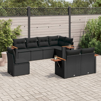 Set Divani da Giardino con Cuscini 8 pz Nero in Polyrattan - homemem39