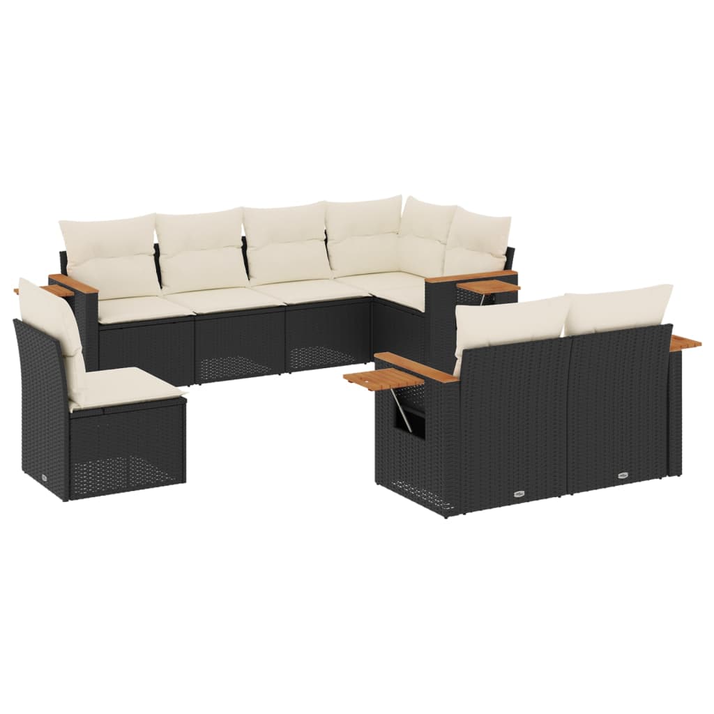 Set Divani da Giardino con Cuscini 8 pz Nero in Polyrattan - homemem39